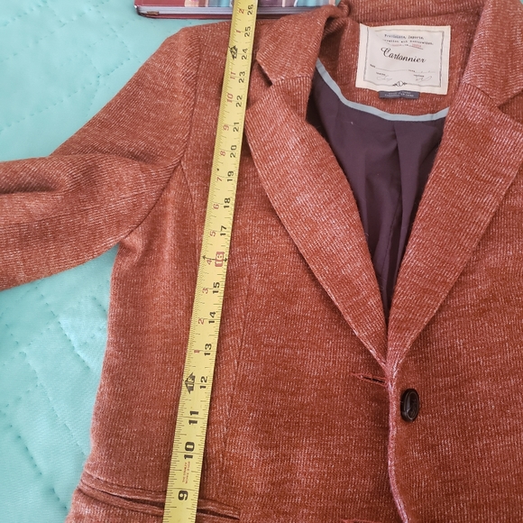 Cartonnier Anthropologie Rust Blazer Jacket SzL Burnt Orange Rust 2 flap pockets - Picture 13 of 13